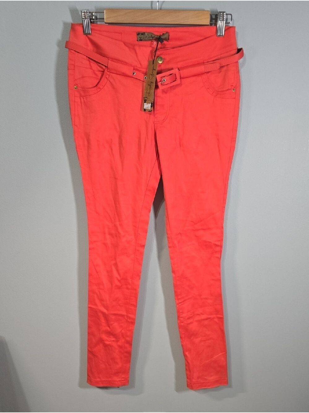 Lady Gaga Pants Women's 8 Light Coral Skinny Pants Belt Promo / Concert Merch ?